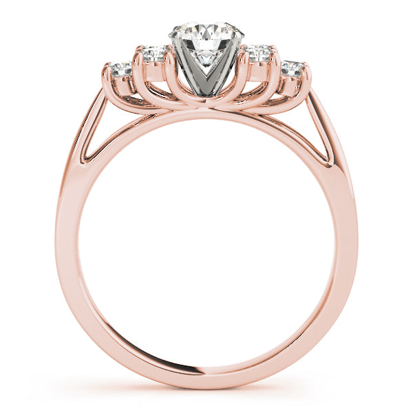 Exquisite Cluster Sides Round Diamond Engagement Ring — 9K/18K Gold & Platinum