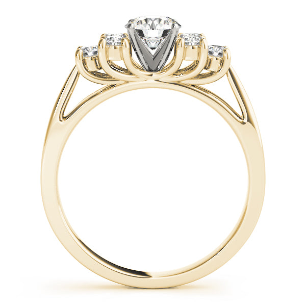 Exquisite Cluster Sides Round Diamond Engagement Ring — 9K/18K Gold & Platinum