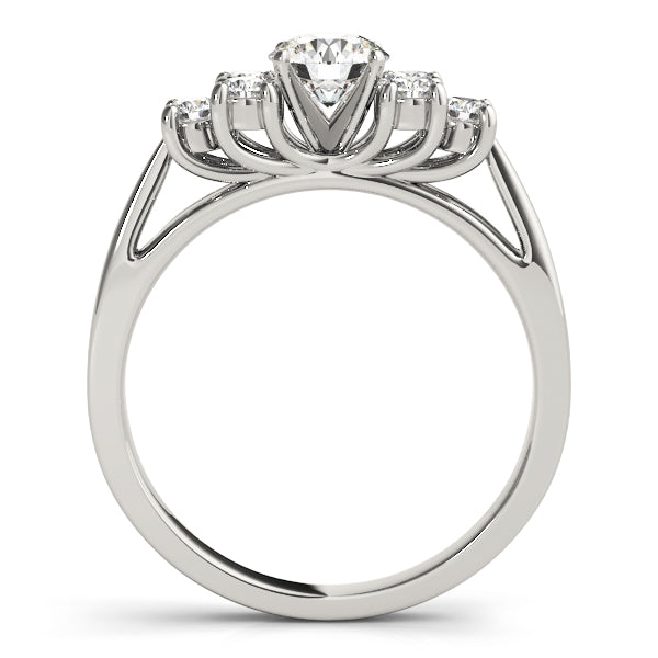 Exquisite Cluster Sides Round Diamond Engagement Ring — 9K/18K Gold & Platinum