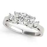 Exquisite Cluster Sides Round Diamond Engagement Ring — 9K/18K Gold & Platinum