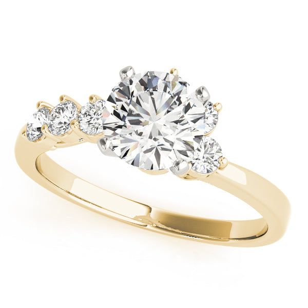 Regal Bypass Round Diamond Engagement Ring — 9K/18K Gold & Platinum
