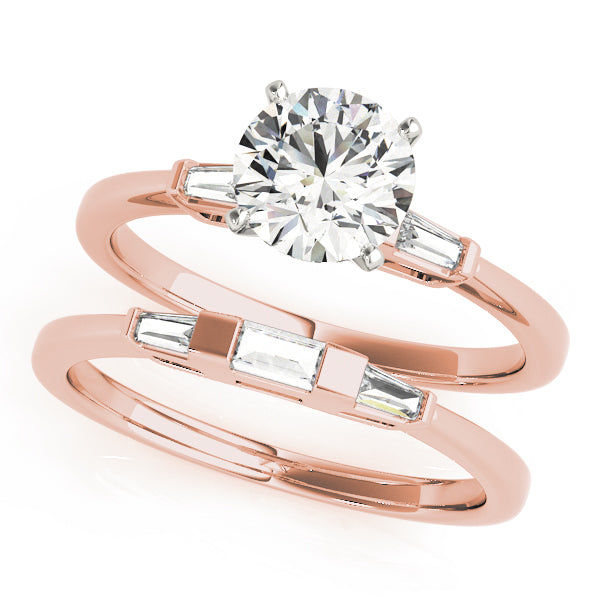 Eternal Three-Stone Baguette Round Diamond Engagement Ring — 9K/18K Gold & Platinum
