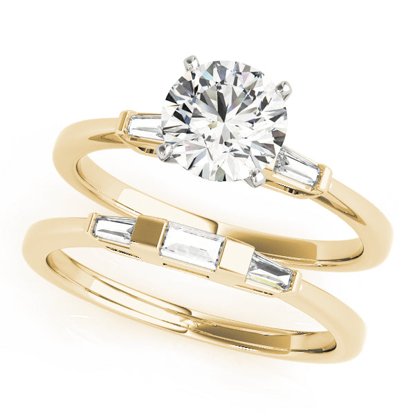 Eternal Three-Stone Baguette Round Diamond Engagement Ring — 9K/18K Gold & Platinum