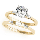 Eternal Three-Stone Baguette Round Diamond Engagement Ring — 9K/18K Gold & Platinum