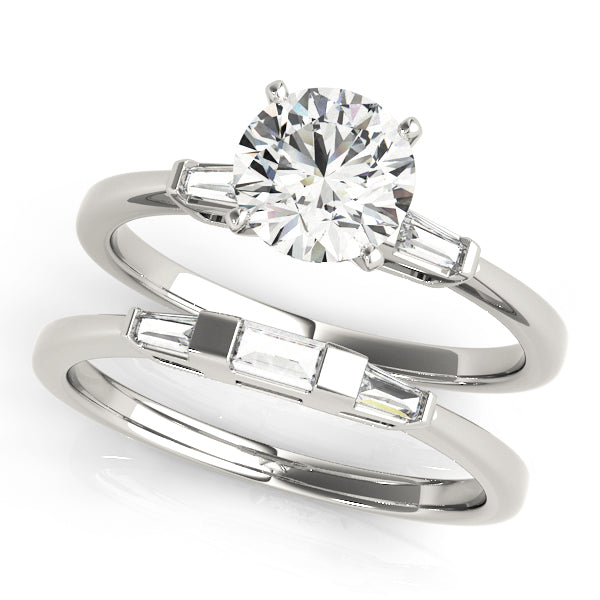 Eternal Three-Stone Baguette Round Diamond Engagement Ring — 9K/18K Gold & Platinum