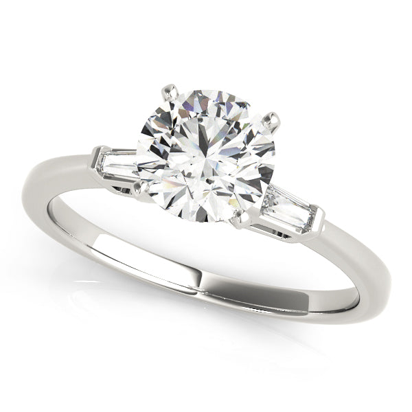 Eternal Three-Stone Baguette Round Diamond Engagement Ring — 9K/18K Gold & Platinum