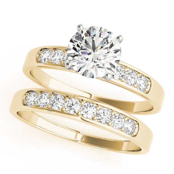 Radiant Channel-Set Round Diamond Engagement Ring — 9K/18K Gold & Platinum
