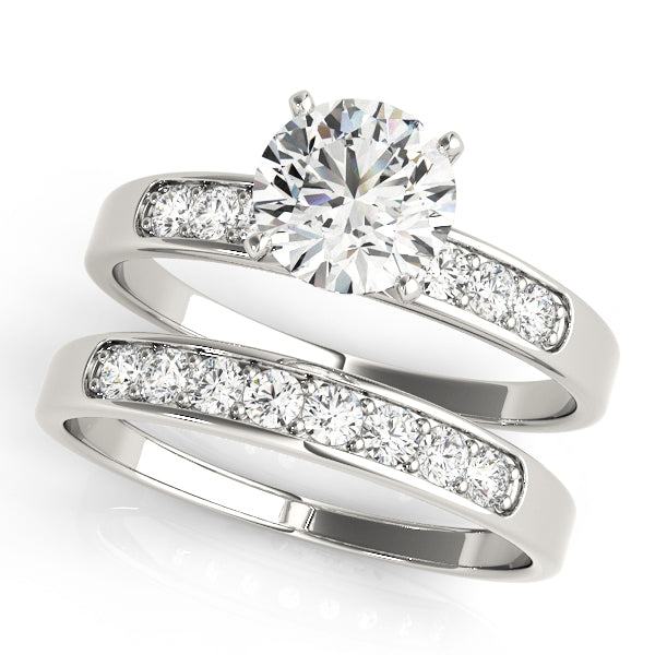 Radiant Channel-Set Round Diamond Engagement Ring — 9K/18K Gold & Platinum