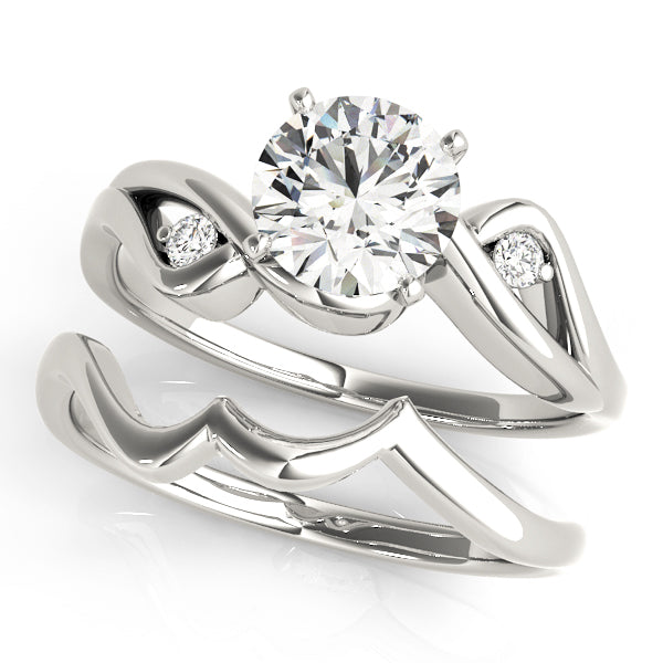Couture Bypass Round Diamond Engagement Ring — 9K/18K Gold & Platinum