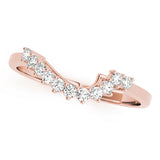 Single Row Prong Set Curved Half Eternity Ring in Gold & Platinum