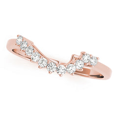 Single Row Prong Set Curved Half Eternity Ring in Gold & Platinum