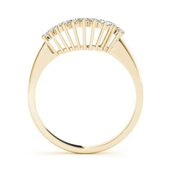 Single Row Prong Set Curved Half Eternity Ring in Gold & Platinum