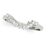 Single Row Prong Set Curved Half Eternity Ring in Gold & Platinum