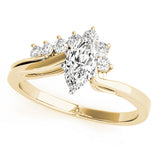 Statement Bypass Round Diamond Engagement Ring — 9K/18K Gold & Platinum
