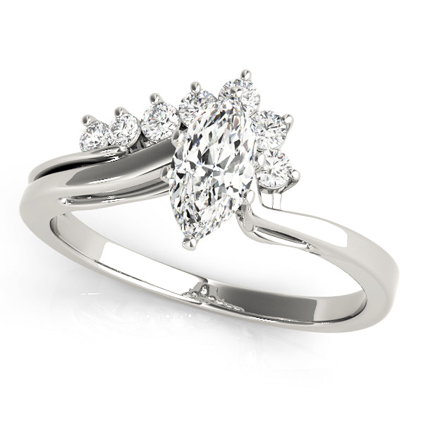Statement Bypass Round Diamond Engagement Ring — 9K/18K Gold & Platinum
