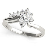 Statement Bypass Round Diamond Engagement Ring — 9K/18K Gold & Platinum