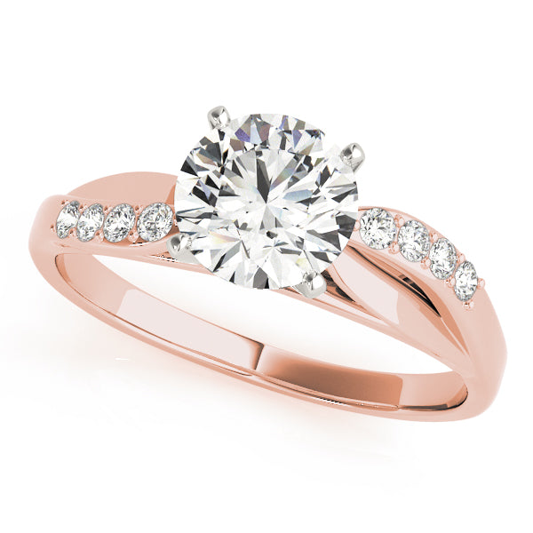 Crowned Bypass Round Diamond Engagement Ring — 9K/18K Gold & Platinum