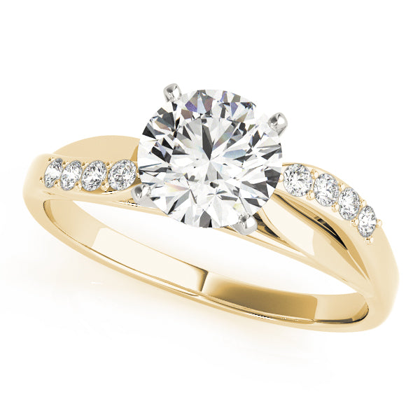 Crowned Bypass Round Diamond Engagement Ring — 9K/18K Gold & Platinum