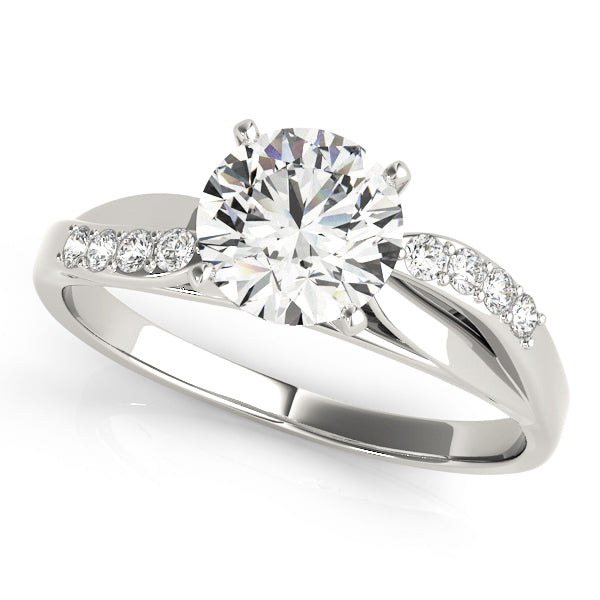 Crowned Bypass Round Diamond Engagement Ring — 9K/18K Gold & Platinum