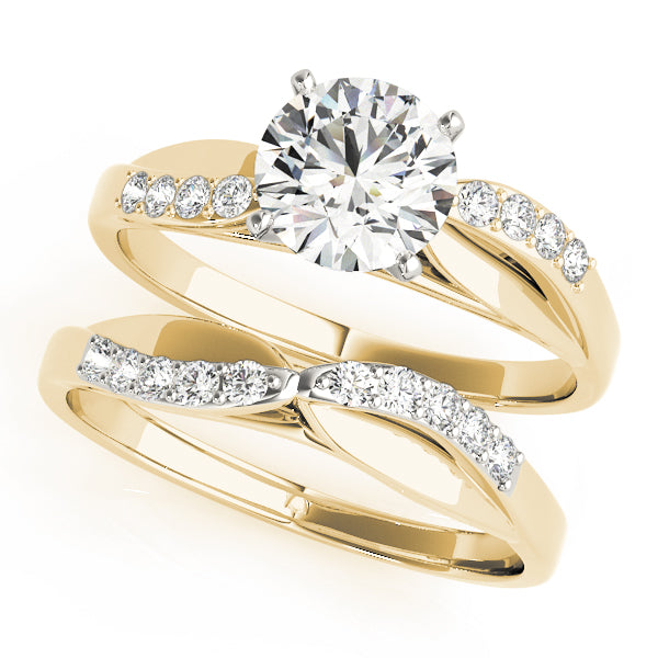 Crowned Bypass Round Diamond Engagement Ring — 9K/18K Gold & Platinum