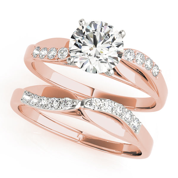 Crowned Bypass Round Diamond Engagement Ring — 9K/18K Gold & Platinum