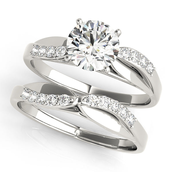 Crowned Bypass Round Diamond Engagement Ring — 9K/18K Gold & Platinum