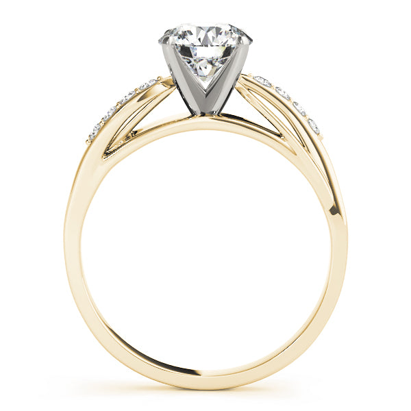 Crowned Bypass Round Diamond Engagement Ring — 9K/18K Gold & Platinum