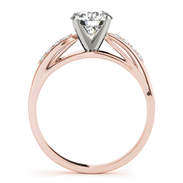 Crowned Bypass Round Diamond Engagement Ring — 9K/18K Gold & Platinum