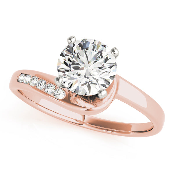 Graceful Bypass Round Diamond Engagement Ring — 9K/18K Gold & Platinum