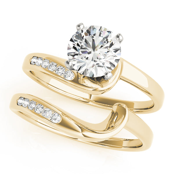 Graceful Bypass Round Diamond Engagement Ring — 9K/18K Gold & Platinum