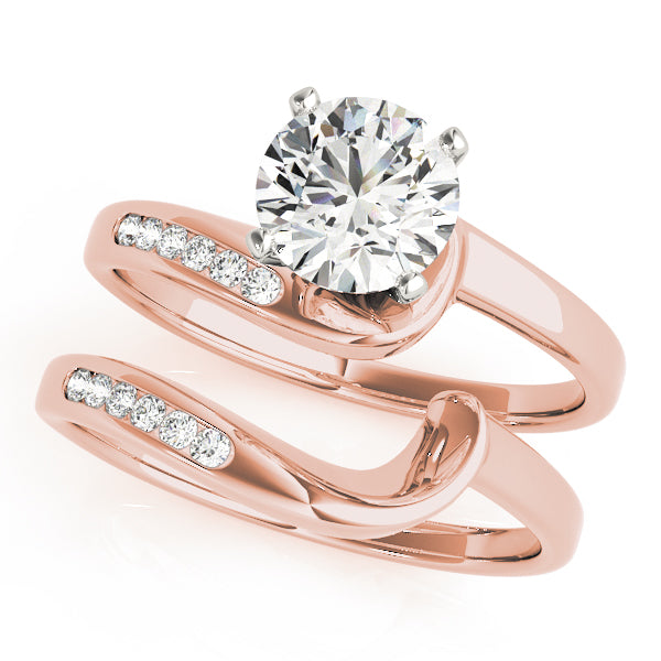 Graceful Bypass Round Diamond Engagement Ring — 9K/18K Gold & Platinum