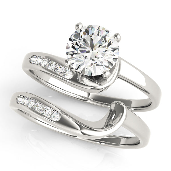 Graceful Bypass Round Diamond Engagement Ring — 9K/18K Gold & Platinum