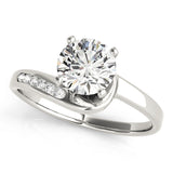 Graceful Bypass Round Diamond Engagement Ring — 9K/18K Gold & Platinum