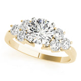 Splendid Cluster Sides Round Diamond Engagement Ring — 9K/18K Gold & Platinum