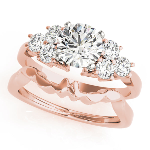 Splendid Cluster Sides Round Diamond Engagement Ring — 9K/18K Gold & Platinum