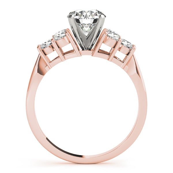 Splendid Cluster Sides Round Diamond Engagement Ring — 9K/18K Gold & Platinum