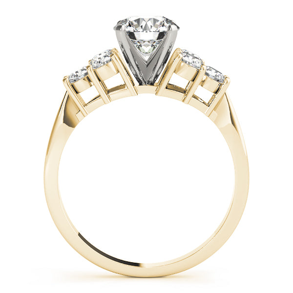 Splendid Cluster Sides Round Diamond Engagement Ring — 9K/18K Gold & Platinum
