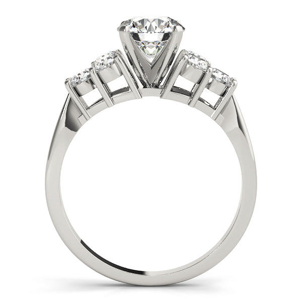 Splendid Cluster Sides Round Diamond Engagement Ring — 9K/18K Gold & Platinum
