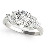 Splendid Cluster Sides Round Diamond Engagement Ring — 9K/18K Gold & Platinum