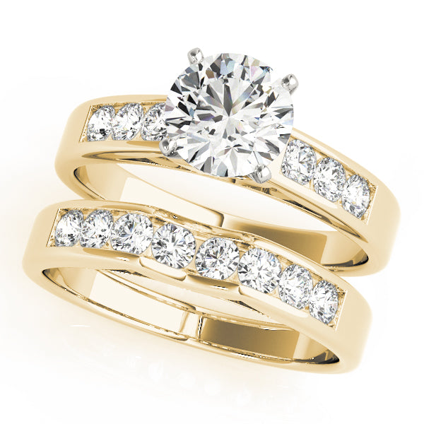 Pristine Channel-Set Round Diamond Engagement Ring — 9K/18K Gold & Platinum