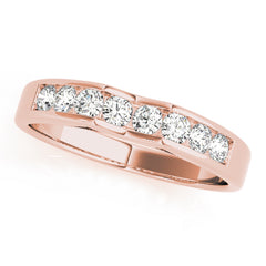 Channel Set Curved Half Eternity Ring in Gold & Platinum