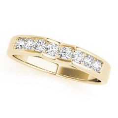 Channel Set Curved Half Eternity Ring in Gold & Platinum