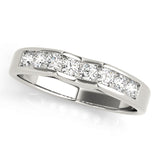 Channel Set Curved Half Eternity Ring in Gold & Platinum