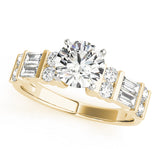 Devoted Fancy Shape Baguette Remounts Round Diamond Engagement Ring — 9K/18K Gold & Platinum