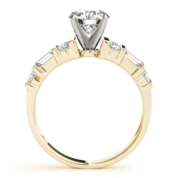 Devoted Fancy Shape Baguette Remounts Round Diamond Engagement Ring — 9K/18K Gold & Platinum