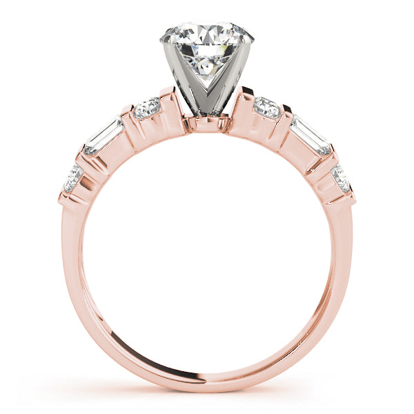 Devoted Fancy Shape Baguette Remounts Round Diamond Engagement Ring — 9K/18K Gold & Platinum