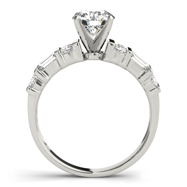Devoted Fancy Shape Baguette Remounts Round Diamond Engagement Ring — 9K/18K Gold & Platinum
