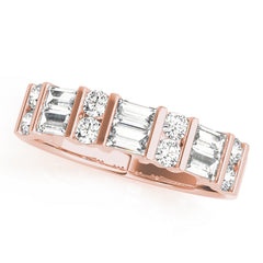 Fancy Baguette Bar Set Half Eternity Ring in Gold & Platinum
