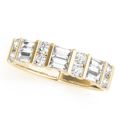 Fancy Baguette Bar Set Half Eternity Ring in Gold & Platinum