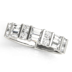 Fancy Baguette Bar Set Half Eternity Ring in Gold & Platinum